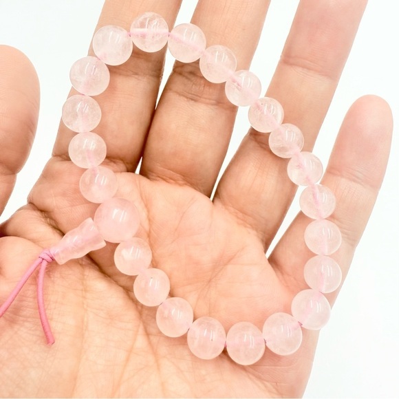 None Jewelry - Pink Rose Quartz Gemstone Bracelet